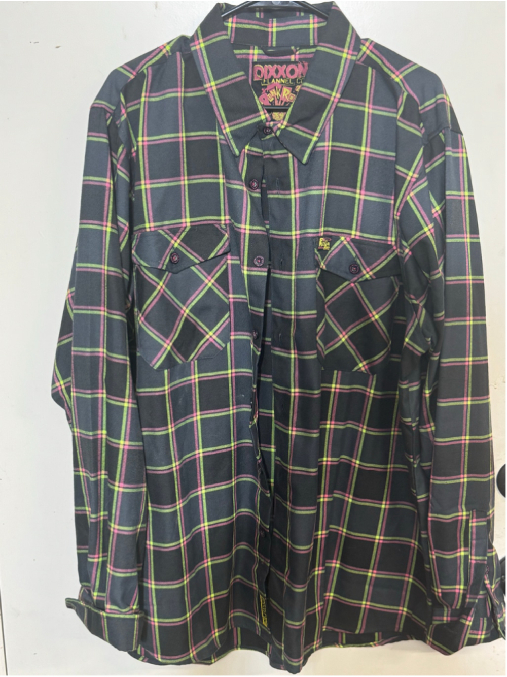 Men's Dixxon Punk Rock Museum Flannel Shirt XXL Black Pink Plaid